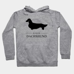 Long Haired Dachshund Black Silhouette Hoodie